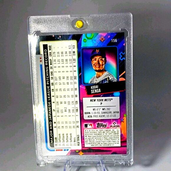 2024 Topps Cosmic Chrome - Kodai Senga #156 Blue Moon Refractor SP 79/99 - Picture 6 of 6